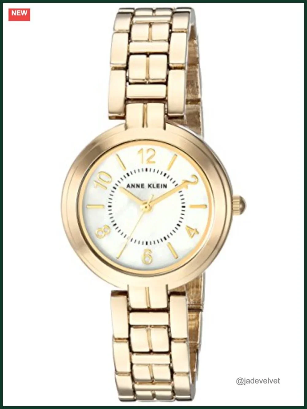Gold-Tone Bracelet Watch, Japanese Quartz, Mineral Crystal, Mother-of-Pearl